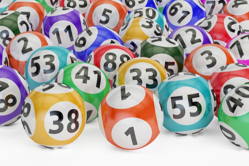 Lottery balls against a white backgroun