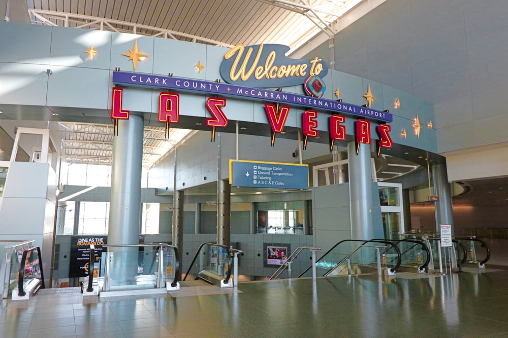 welcome sign at McCarran International Airport, Las Vegas