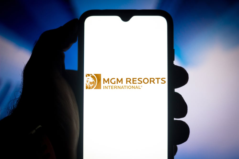 smartphone showing white screen with MGM Resorts International logo