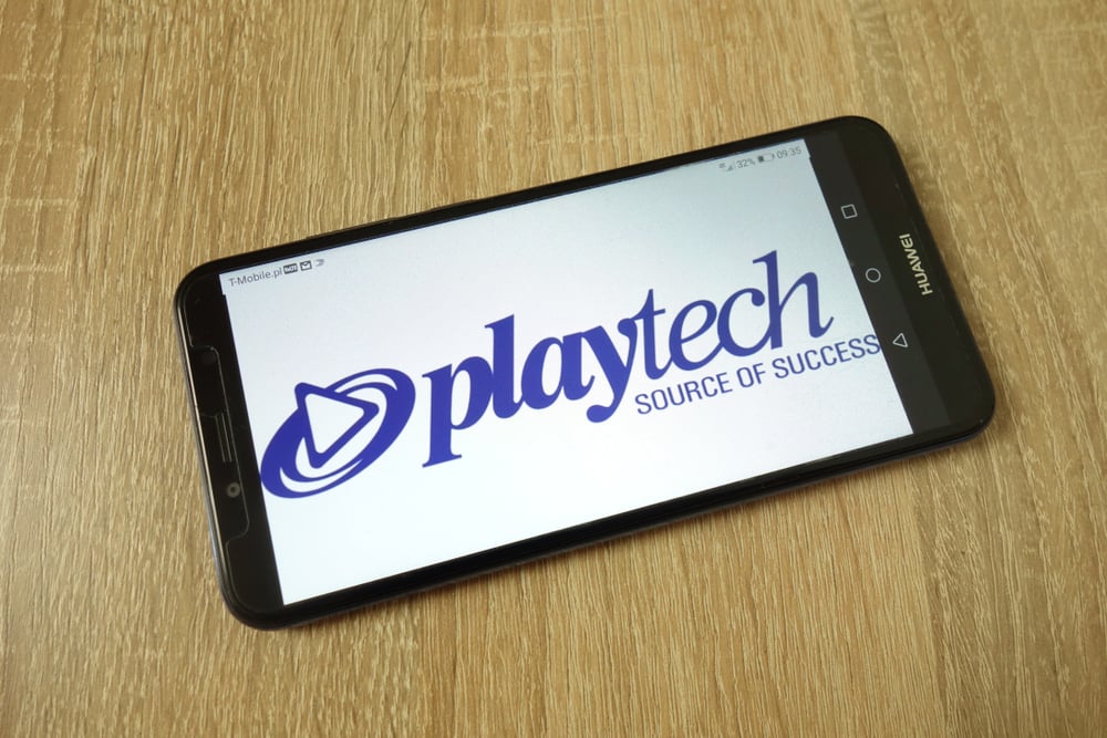 Playtech logo on a smart phone screen